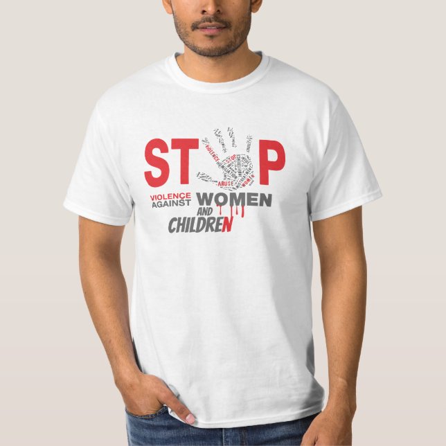 Stoppa våldet mot kvinnor och barn T-shirt, T Shirt (Framsida)