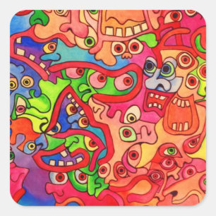 Stoppa världen, jag vill sticka! fyrkantigt klistermärke