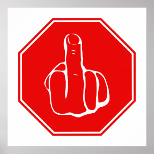Stoppa varnar långfingeret som den roliga vägen poster