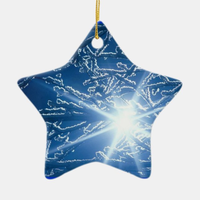 Stoppa vid skogen på en snöig afton julgransprydnad keramik (Framsidan)