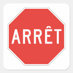 Stoppet Quebec, trafikerar undertecknar, Kanada Fyrkantigt Klistermärke
