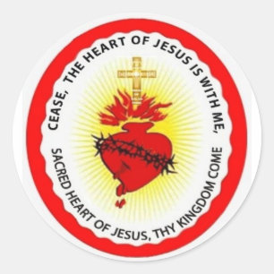 Stoppskylt / Shield Helig Hjärtat of Jesus Runt Klistermärke