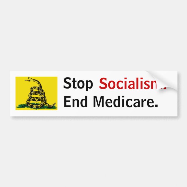 Stoppsocialismen - avsluta Medicare Bildekal (Framsidan)
