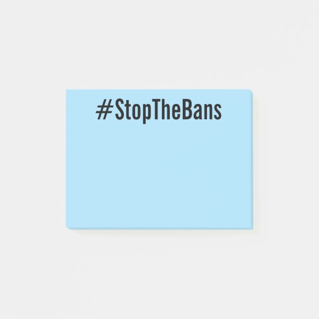 #StopTheBans ProChoice, svart text på ljusblå Post-it Block (Framsida)