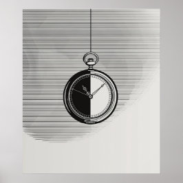 Stopwatch-klocka modern minimalistisk linjekonst poster