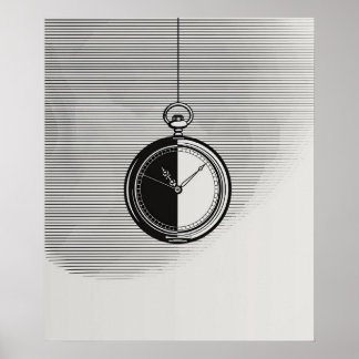 Stopwatch-klocka modern minimalistisk linjekonst poster