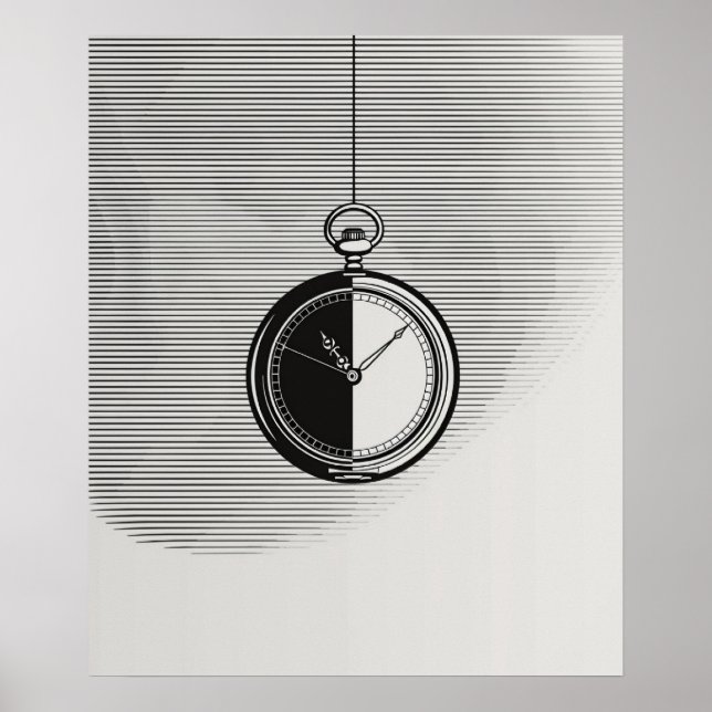 Stopwatch-klocka modern minimalistisk linjekonst poster (Framsidan)