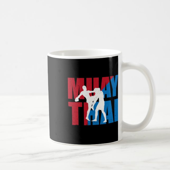 Stor 2 Muay Thai Fighter Design Kickboxer Mma Trän Kaffemugg (Höger)
