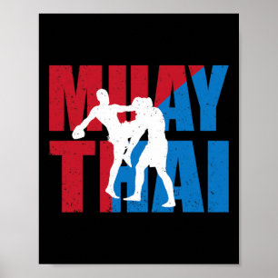 Stor 2 Muay Thai Fighter Design Kickboxer Mma Trän Poster