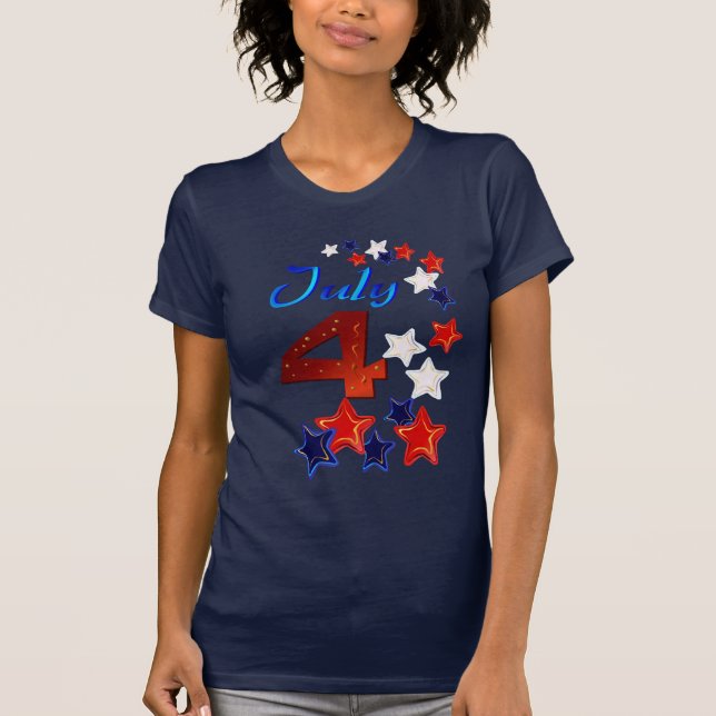 Stor 4th av den Juli T-tröja Tee Shirt (Framsida)