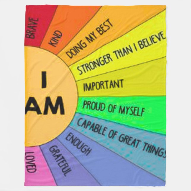 Stor 60 x 80 barnvagn med regnbågspositiv bekräfte fleecefilt (Framsidan)