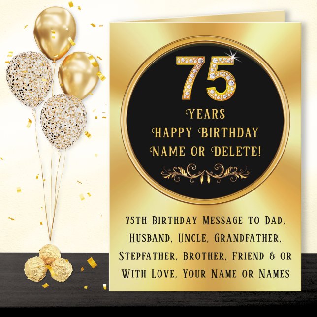STOR, 75-års födelsedagspresentkort för pappa, far Kort (Big, 75th birthday card. Type in your 75th birthday wishes for friend. 75th birthday cards for dad.)