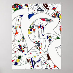 Stor abstrakt bläckteckning poster