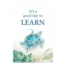 Stor akvarell Havssköldpadda och Monstera blad