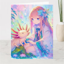 Stor Anime Girl and Axolotl Personlig Birthday