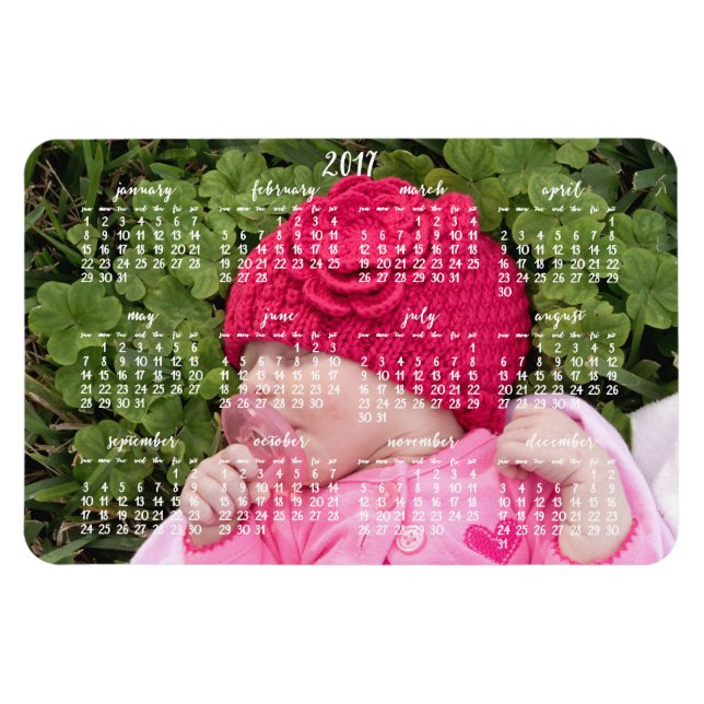 Stor Anpassningsbar 2017 Magnetisk kalender 4x6 Magnet (Horisontell)