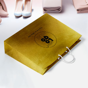 Stor Anpassningsbar Logotyp Guld Faux Foil Shoppin