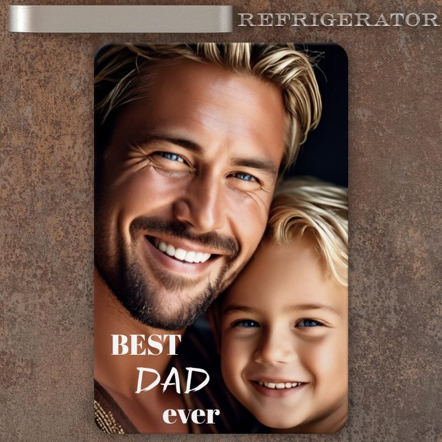 Stor Anpassningsbar Photo Best Pappa någonsin Flex Magnet (Flexible magnet featuring your custom photo. With customizable "Best dad ever" texts - Father's Day)