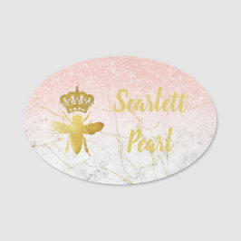 Stor Anpassningsbar QUEEN BEE Ro Rosa Badge Magnet Namnbricka
