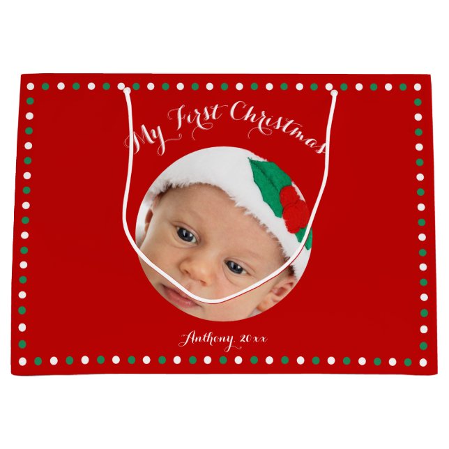 Stor Anpassningsbar Röd min första julklapp (Framsidan)