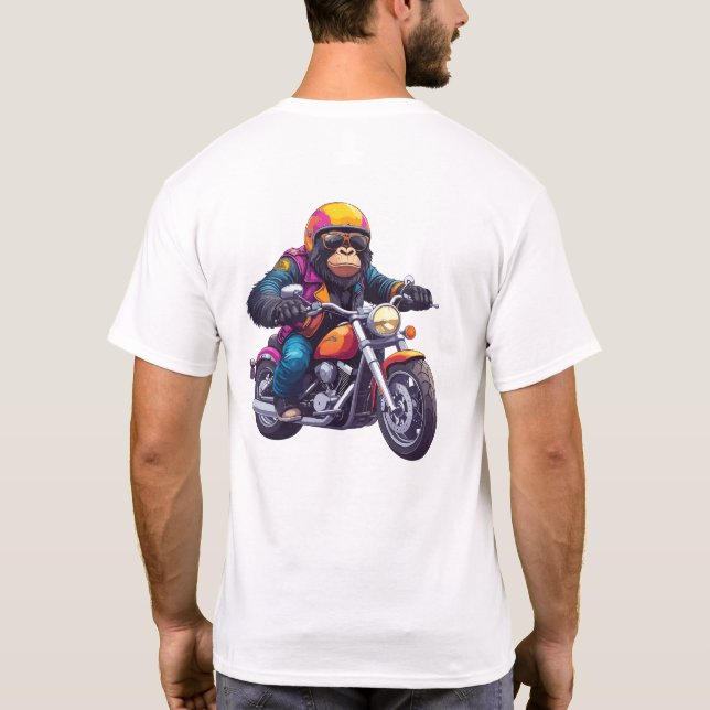 Stor apa född att rida t shirt (Baksida)