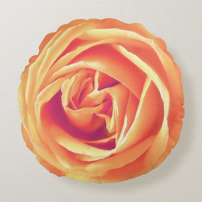 Stor Apricot/Orange Ro Skriv ut Rund Kudde (Framsidan)
