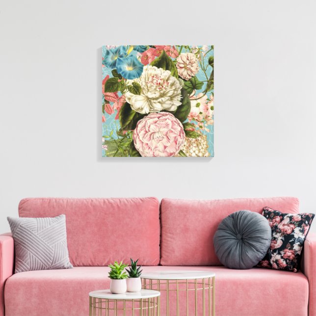Stor arrangemang blommigt i   canvastryck (Insitu (Vardagsrum))