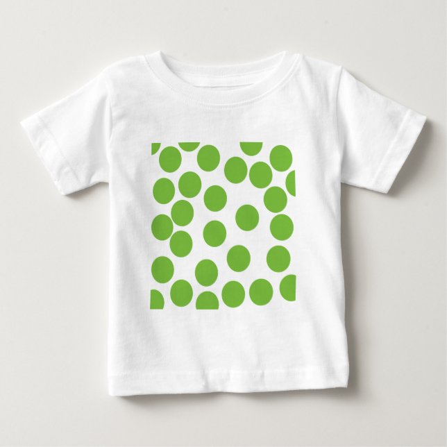 Stor ärtagrönt pricker på White. T-shirt (Framsida)