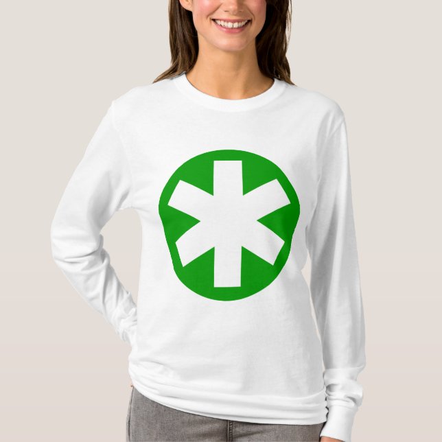 Stor Asterisk - Grön och Vit Tee Shirt (Framsida)