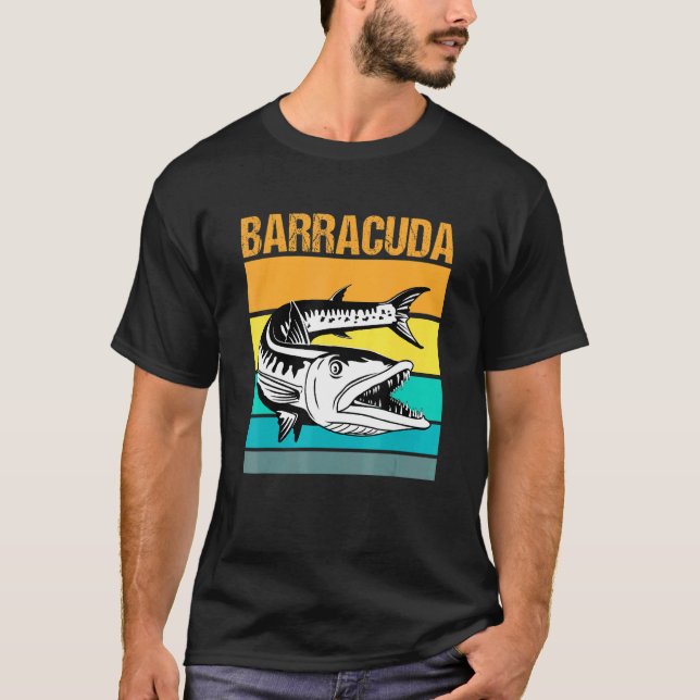 Stor Barracuda Cuda Fiske Vilda Djur Saltvatten Fi T Shirt (Framsida)
