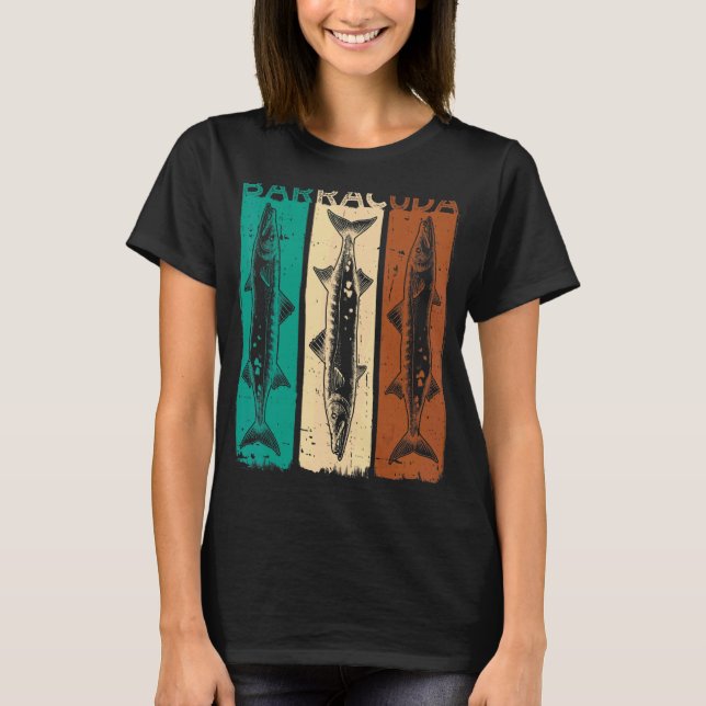 Stor Barracuda Cuda Fiske Vilda Djur Saltvatten Fi T Shirt (Framsida)