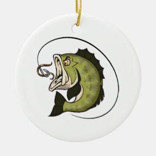 Stor bass mun julgransprydnad keramik