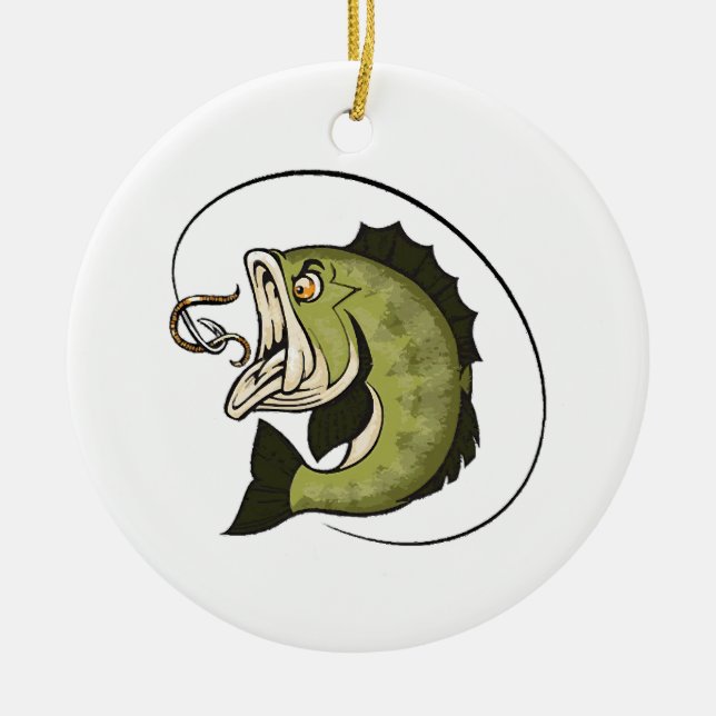 Stor bass mun julgransprydnad keramik (Framsidan)