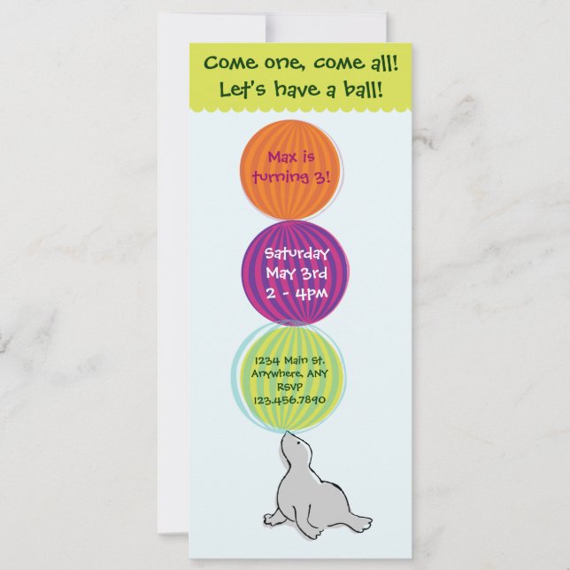 Stor bästa födelsedagsfest inbjudan för cirkus (Framsida)