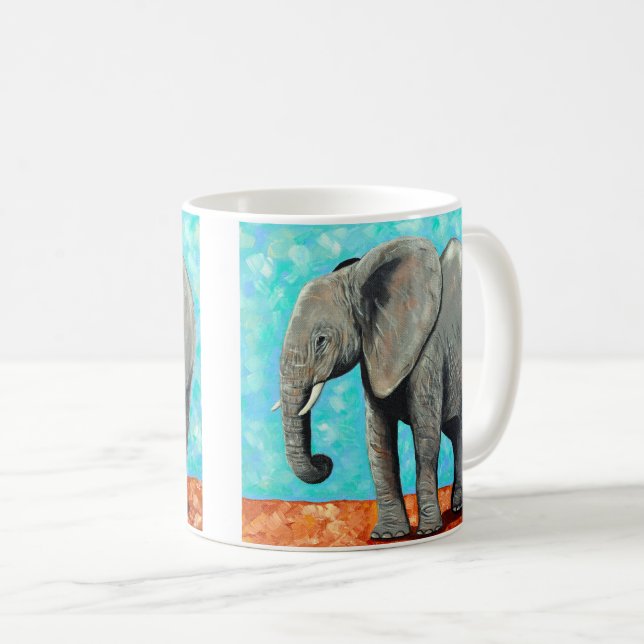 Stor Bebis Elefant-målning  Kaffemugg (Framsida höger)