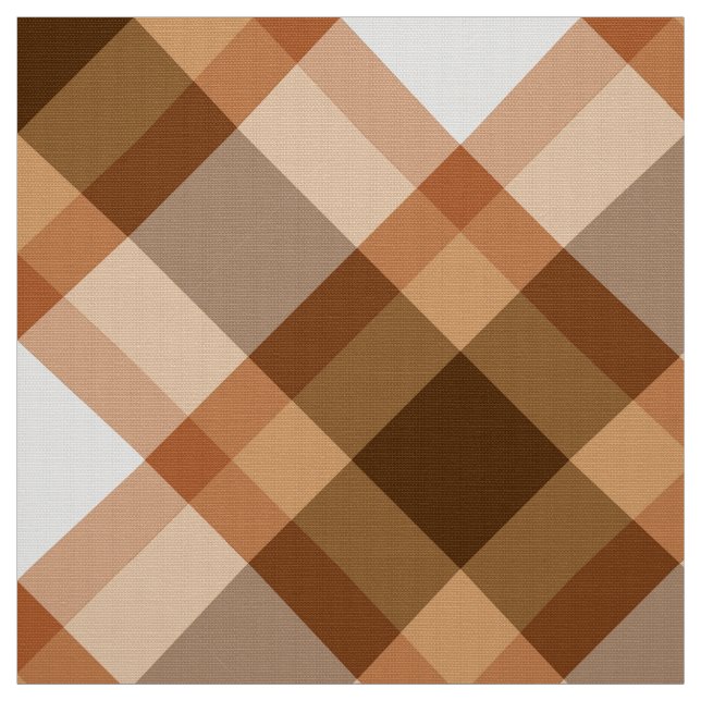 Stor Bias Plaid, Brown, Beige, Copper och Tan Tyg (Provkarta)