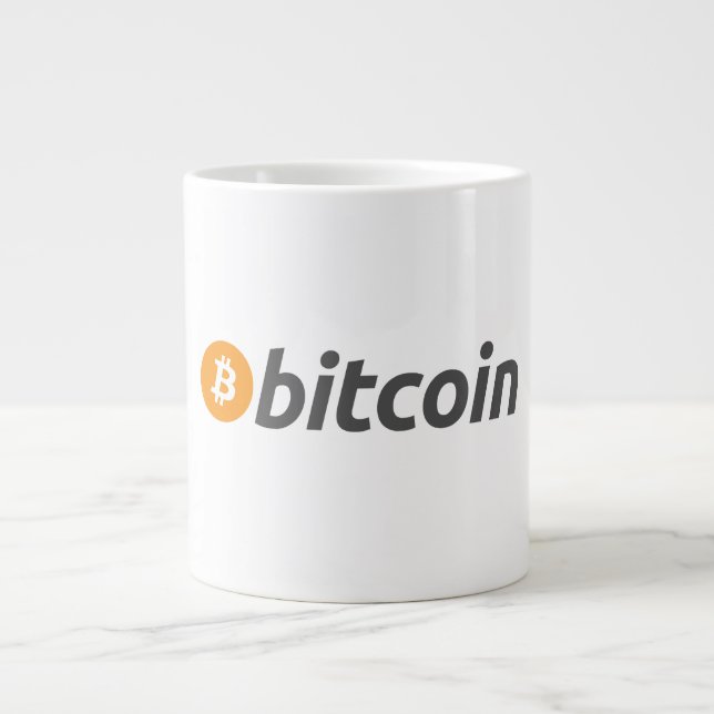 Stor Bitcoin-logotyp med orange Bitcoin-symbol Jumbo Mugg (Framsidan)