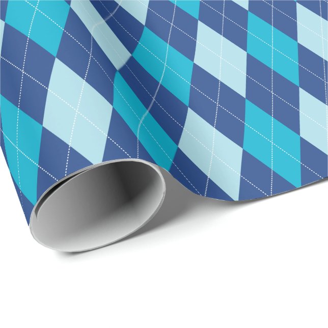 Stor Blå Argyle Presentpapper (Rullad Hörn)