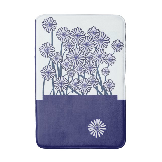 Stor blå blomning badrumsmatta (Framsidan (Vertikal))
