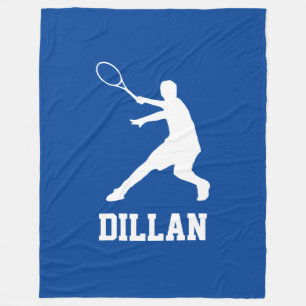 Stor blå filt med tennisspelare namn