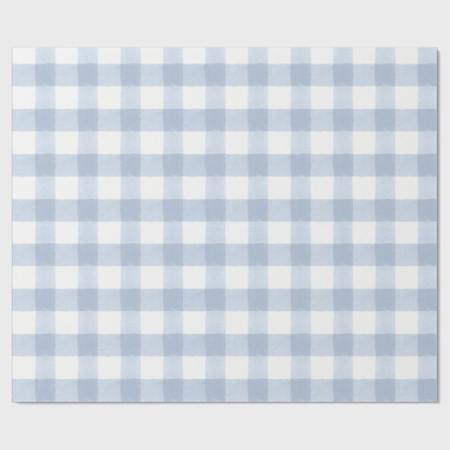 Stor Blå Gingham Semesterrullpapper Presentpapper (Platt)