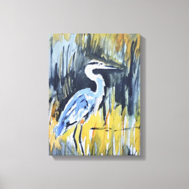 Stor blå häger Marsch Expressionist Canvastryck (Framsida)