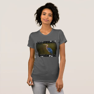 Stor blå häger vilda filmremsa modern t shirt