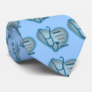 Stor blå hjärta sjuksköterska slips