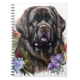 STOR BLACK NEWFOUNDLAND HUND ANTECKNINGSBOK