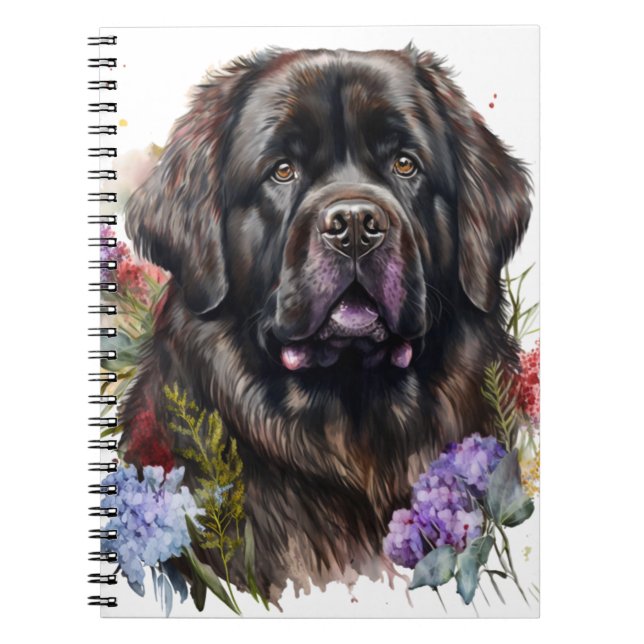 STOR BLACK NEWFOUNDLAND HUND ANTECKNINGSBOK (Framsidan)