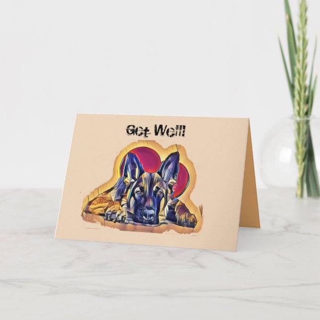 Stor Black Tan German Shepherd Puppy PopArt Kort (Framsida)