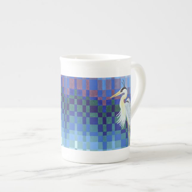 Stor blåhäger Bargello Benporslin Mugg (Framsida höger)
