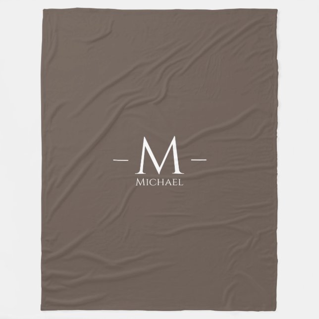 Stor Blanket Monogram Elegant Modern Brown Fleecefilt (Framsidan)