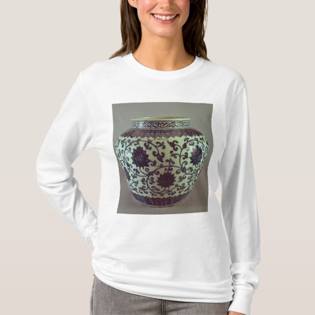 Stor blått- och vitMing vas Tee Shirt (Framsida)